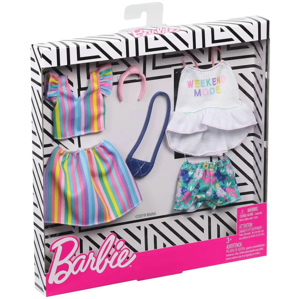 2 TENUES BARBIE FLEURS ET ARC-EN-CIEL