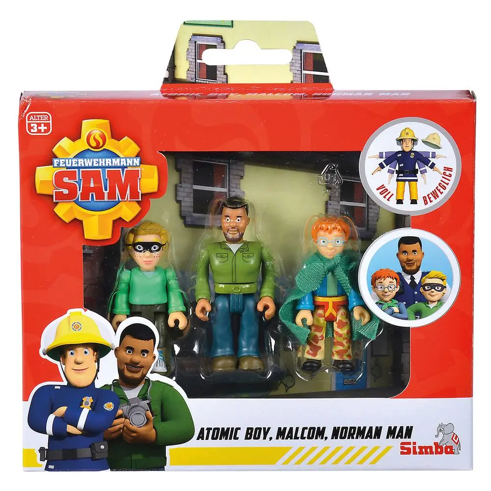 3 FIGURINES POLICE 7,5 CM - SAM LE POMPIER