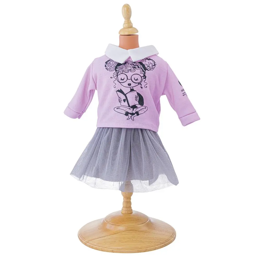 VETEMENT POUPEE 38 CM ENSEMBLE T-SHIRT ROSE ET JUPE GRISE - ONE WORLD ONE FUTURE