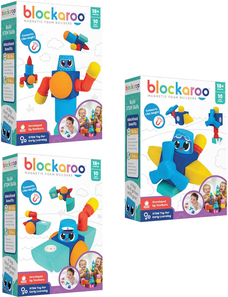 BLOCKAROO BOITE DE 10 PIECES - ROBOT OU AVION OU BATEAU - JouéClub