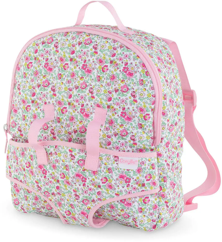 BB30 - SAC A DOS PORTE-POUPON FLEURI POUR POUPON 30 CM - COROLLE ACCESSOIRES