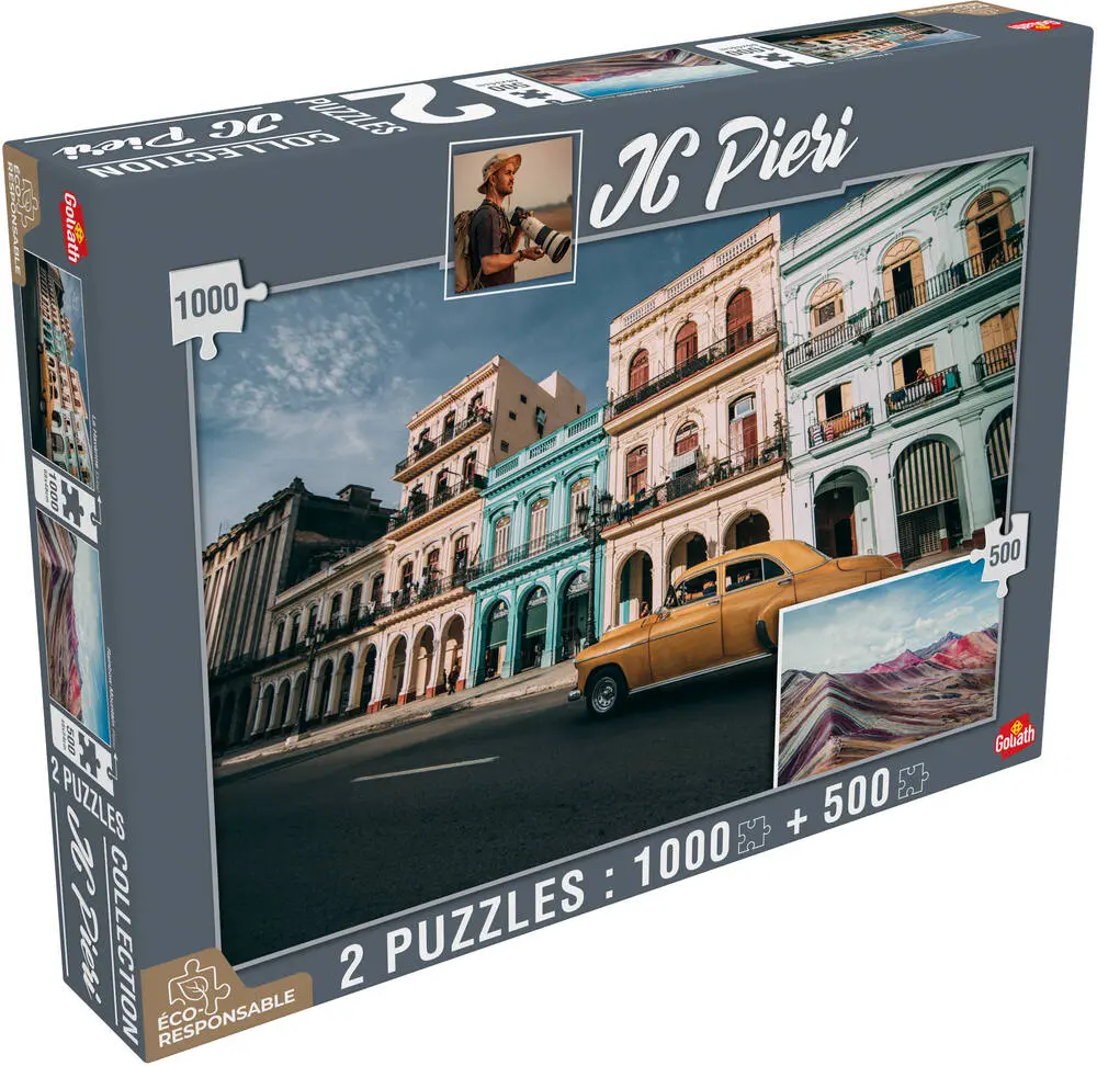 2 PUZZLES 1000 PIECES ET 500 PIECES - LA HAVANE CUBA ET RAINBOW MOUNTAIN-   COLLECTION JC PIERI
