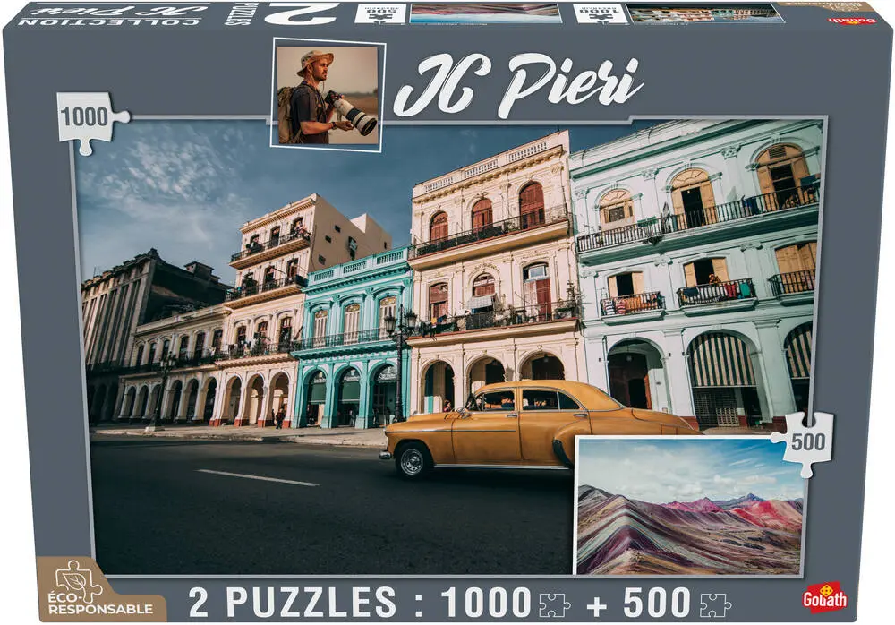 2 PUZZLES 1000 PIECES ET 500 PIECES - LA HAVANE CUBA ET RAINBOW MOUNTAIN- COLLECTION JC PIERI