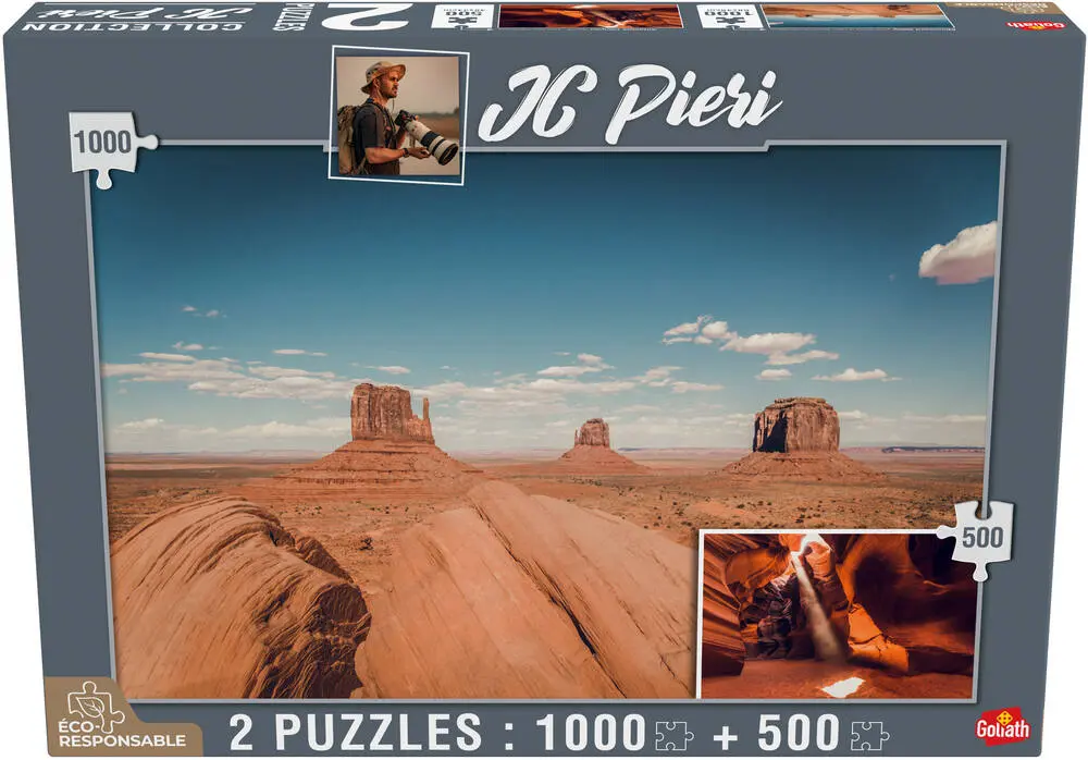 2 PUZZLES 1000 PIECES ET 500 PIECES - MONUMMENT VALLEY ET ANTELOPE CANYON - COLLECTION JC PIERI