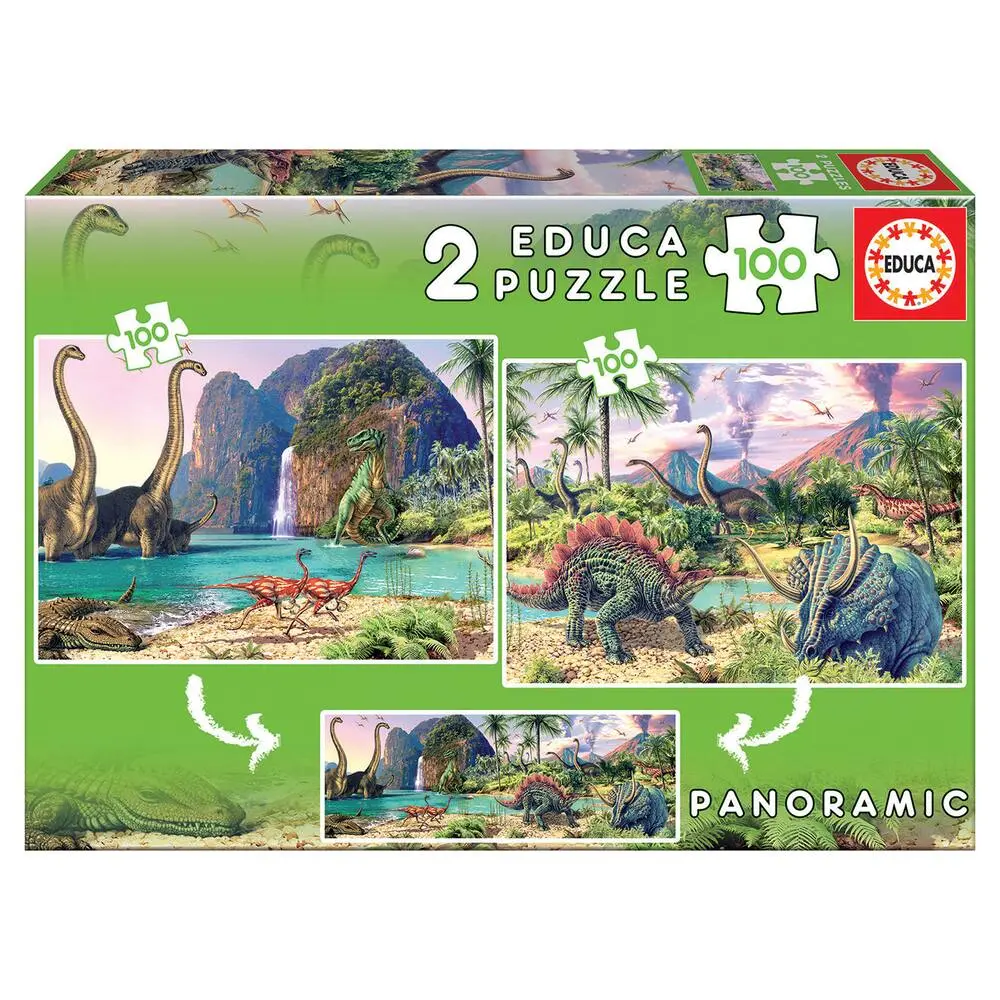 2 PUZZLES 100 PIECES DINO WORLD