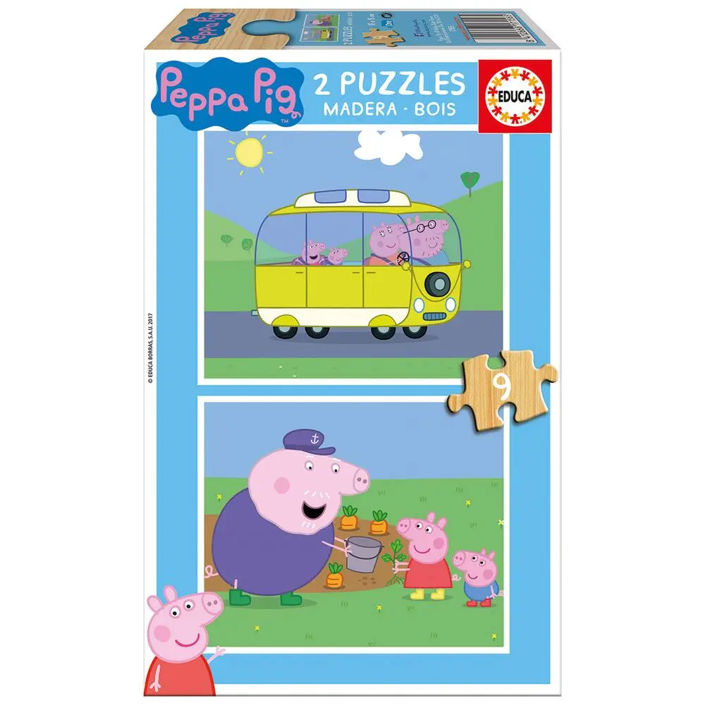 2 PUZZLES BOIS DE 9 PIECES PEPPA PIG