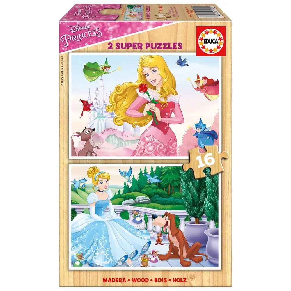 2 PUZZLES BOIS DE 16 PIECES DISNEY PRINCESSES