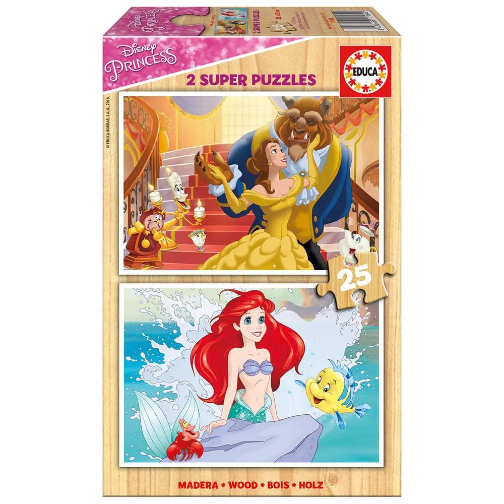 2 PUZZLES BOIS DE 25 PIECES DISNEY PRINCESSES