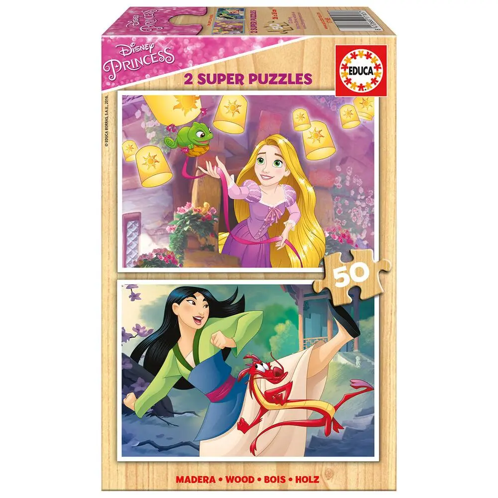 2 PUZZLES BOIS DE 50 PIECES DISNEY PRINCESSES