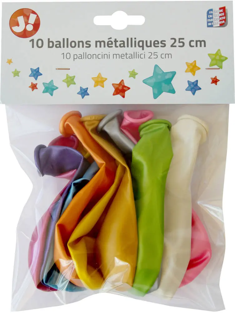 10 BALLONS METALLIQUES DE 25 CM