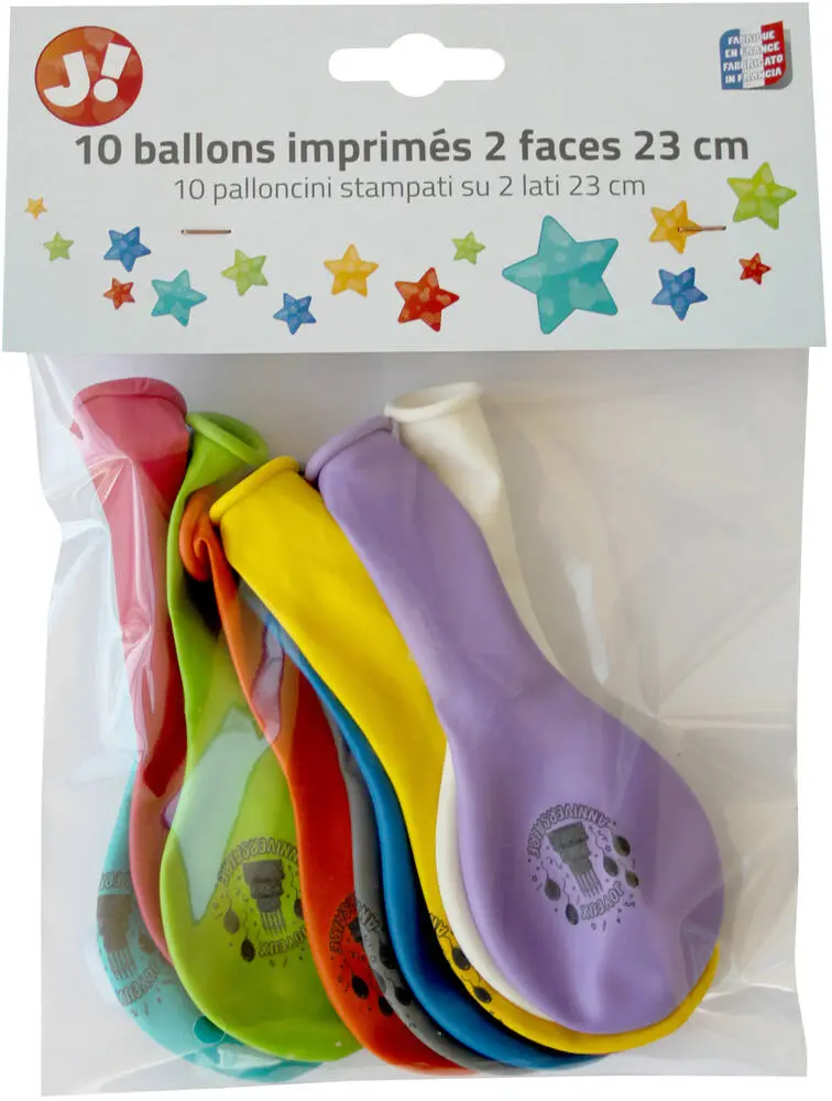 10 BALLONS JOYEUX ANNIVERSAIRE DE 23 CM