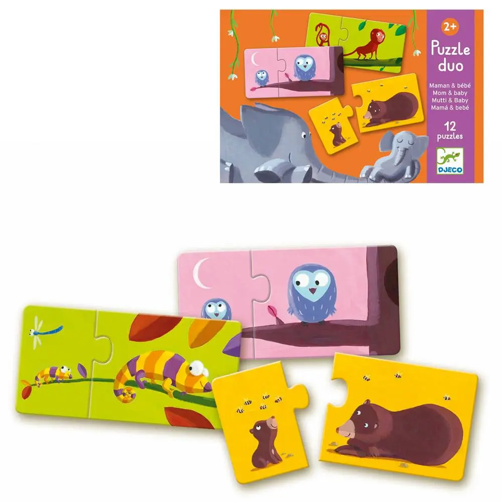12 PUZZLES CARTON 2 PIECES MAMAN BEBE