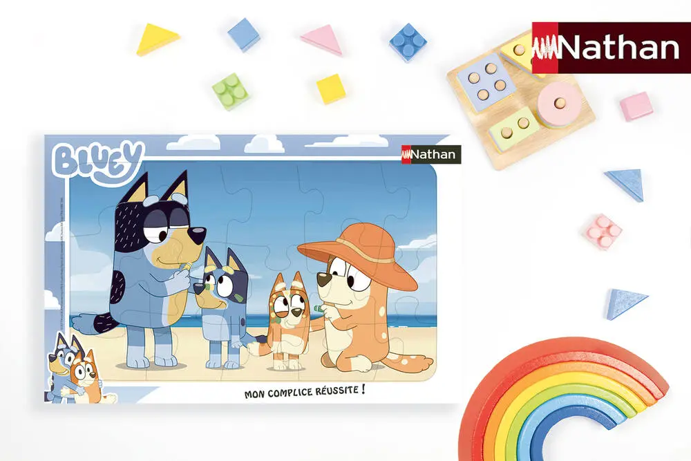 BLUEY - PUZZLE CADRE BLUEY A LA PLAGE 15 PIECES - JouéClub