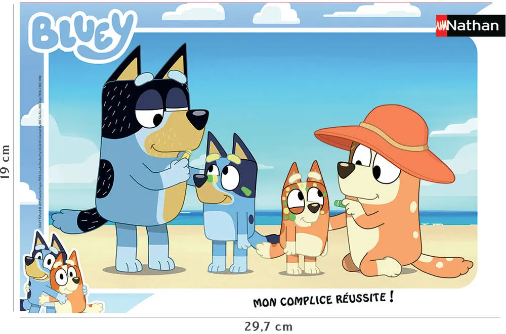 BLUEY - PUZZLE CADRE BLUEY A LA PLAGE 15 PIECES - JouéClub