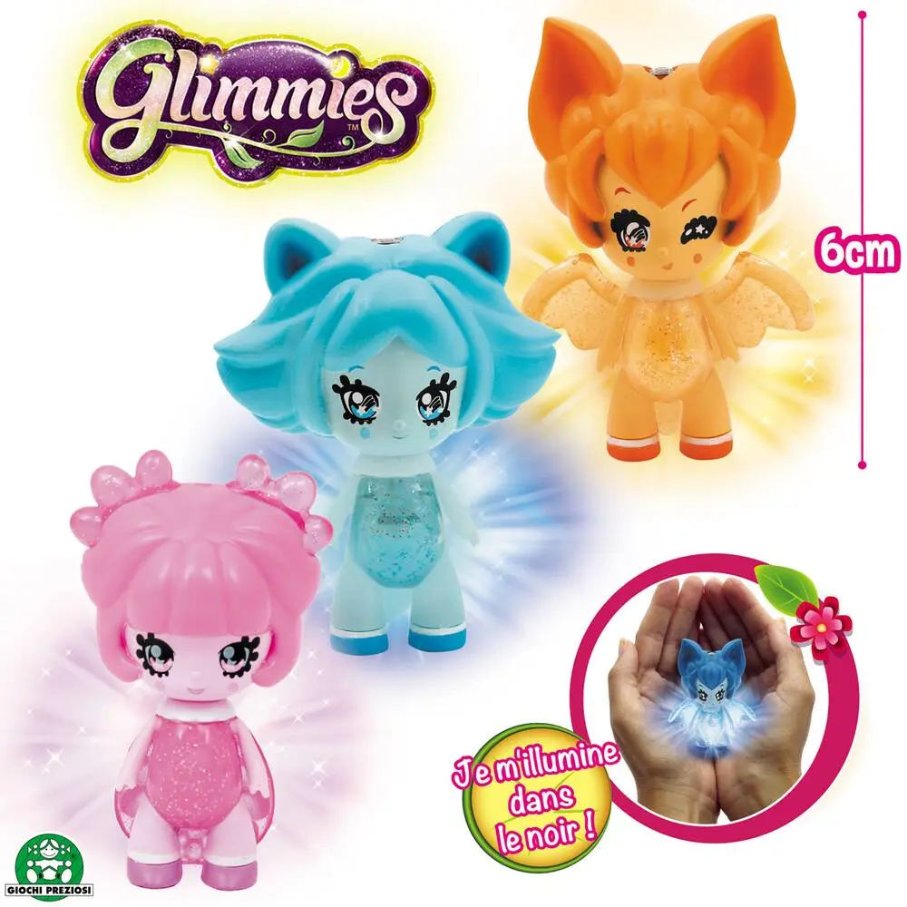 3 FIGURINES GLIMMIES LUMINEUSES 6 CM