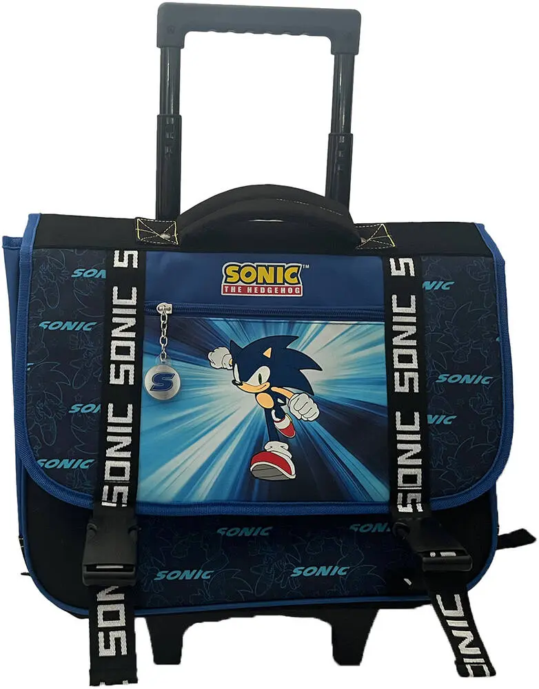 SONIC - CARTABLE A ROULETTES 41CM  NOIR