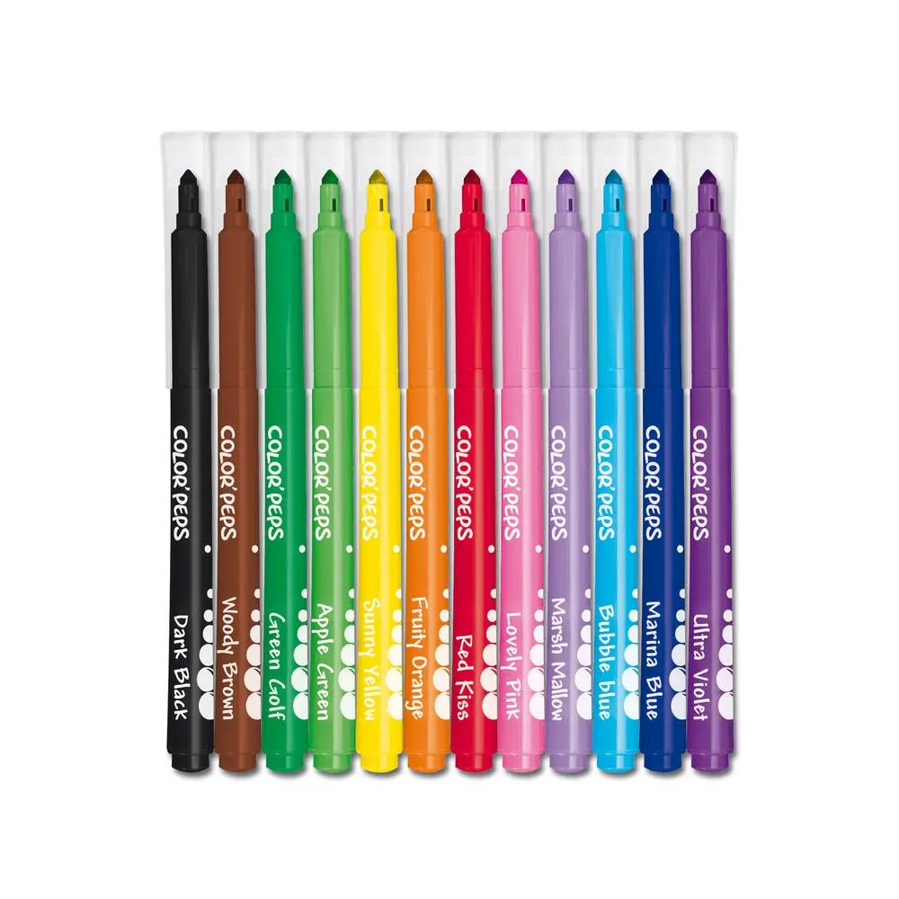 12 FEUTRES LONG LIFE EN POCHETTE CARTON