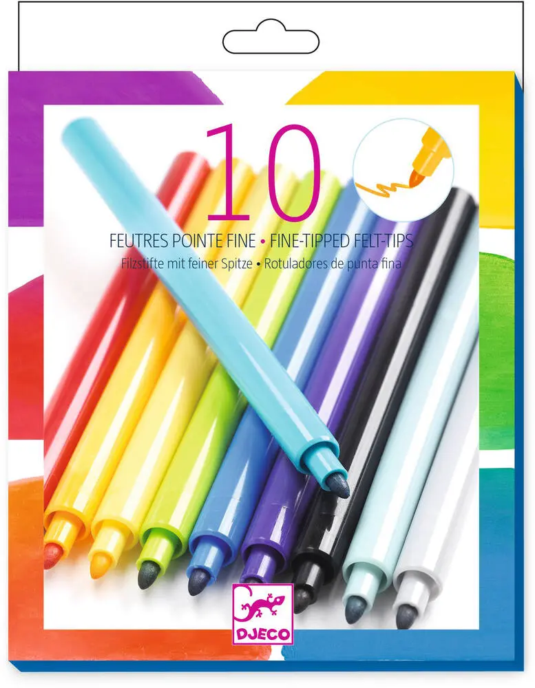10 FEUTRES POINTE FINE - ARC-EN-CIEL