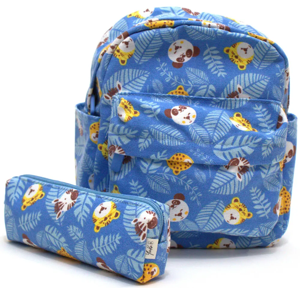 ENSEMBLE JUNGLE CARNIVAL SAC A DOS + TROUSSE - BLEU