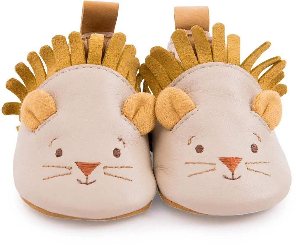 CHAUSSONS CUIR LION BEIGE SOUS MON BAOBAB 6/12 M