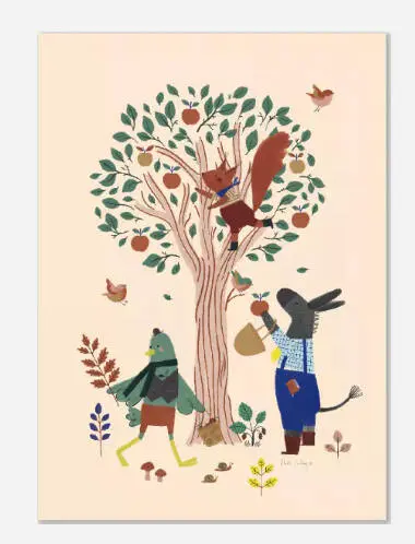 AFFICHE POMMIER 50X70CM POMME DES BOIS
