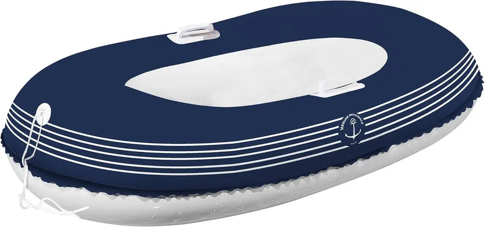 BATEAU GONFLABLE BLEU 80CM MARINE NATIONAL AVEC 2 POIGNET ET CORDE DE TRAINE