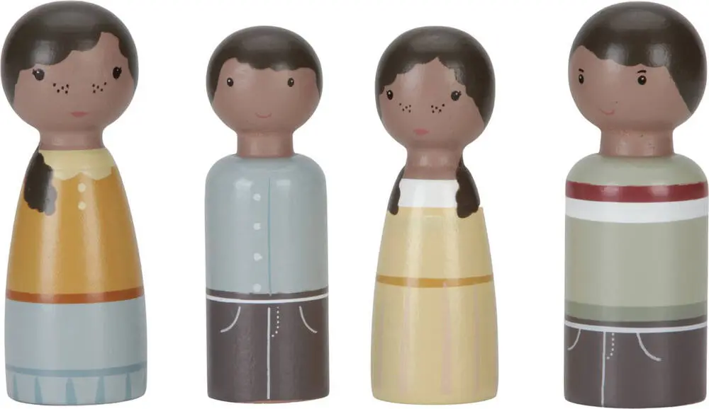 SET 4 POUPEES EN BOIS FAMILLE EVI POUR MAISON DE POUPEE FSC