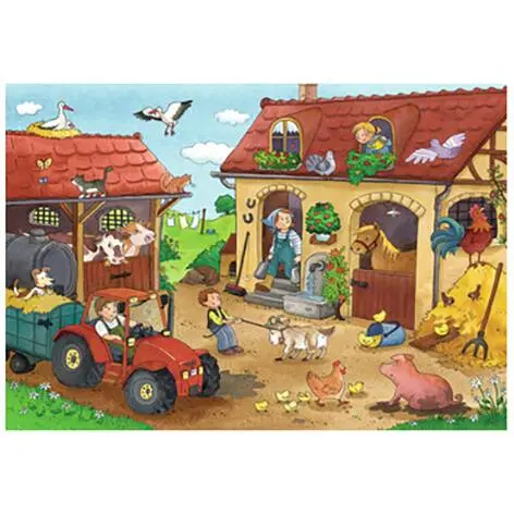 2 PUZZLES DE 12 PIECES TRAVAIL A LA FERME