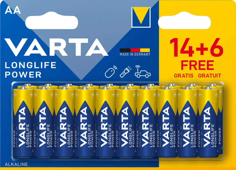 14 PILES LR6 + 6 GRATUITES LONGLIFE POWER