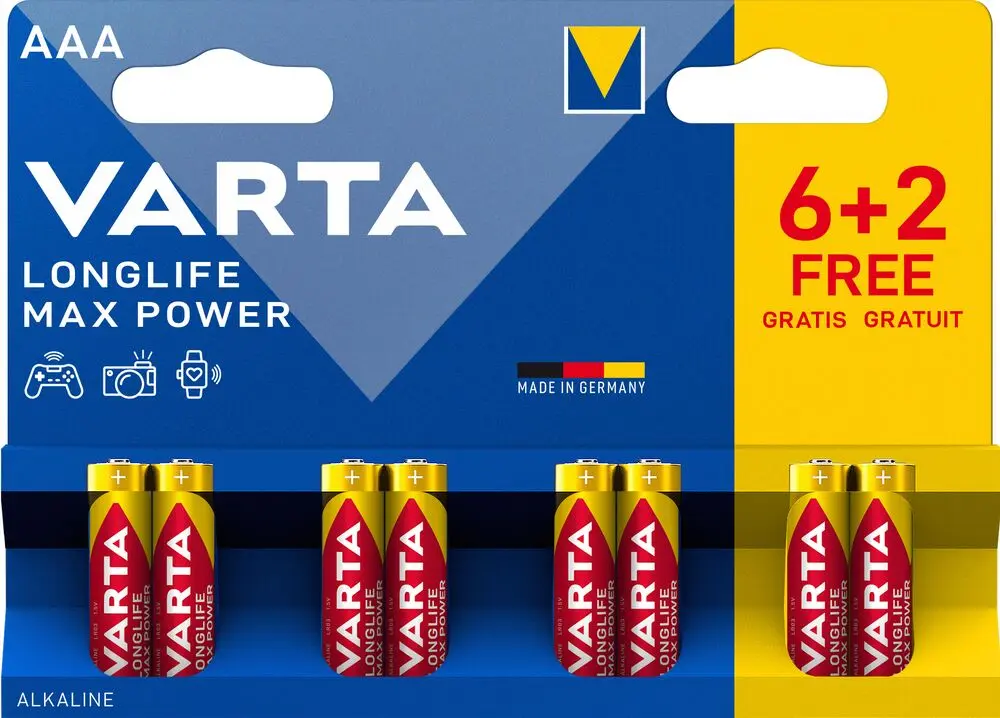 6 PILES LR03 + 2 GRATUITES LONGLIFE MAXPOWER