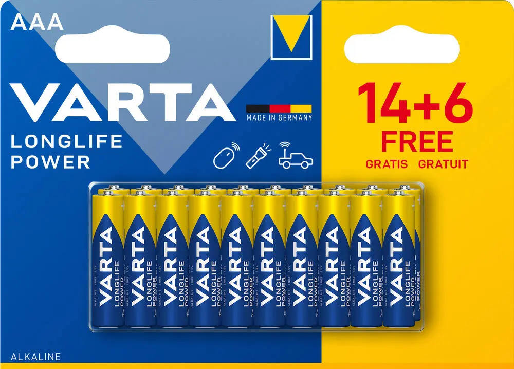 14 PILES LR03 + 6 GRATUITES LONGLIFE POWER